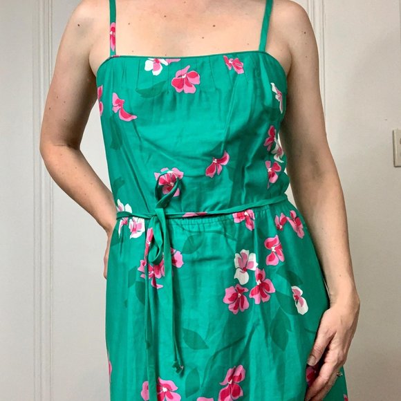 Aqua Hawaiian Print Vintage Dress Size M - Picture 2 of 3